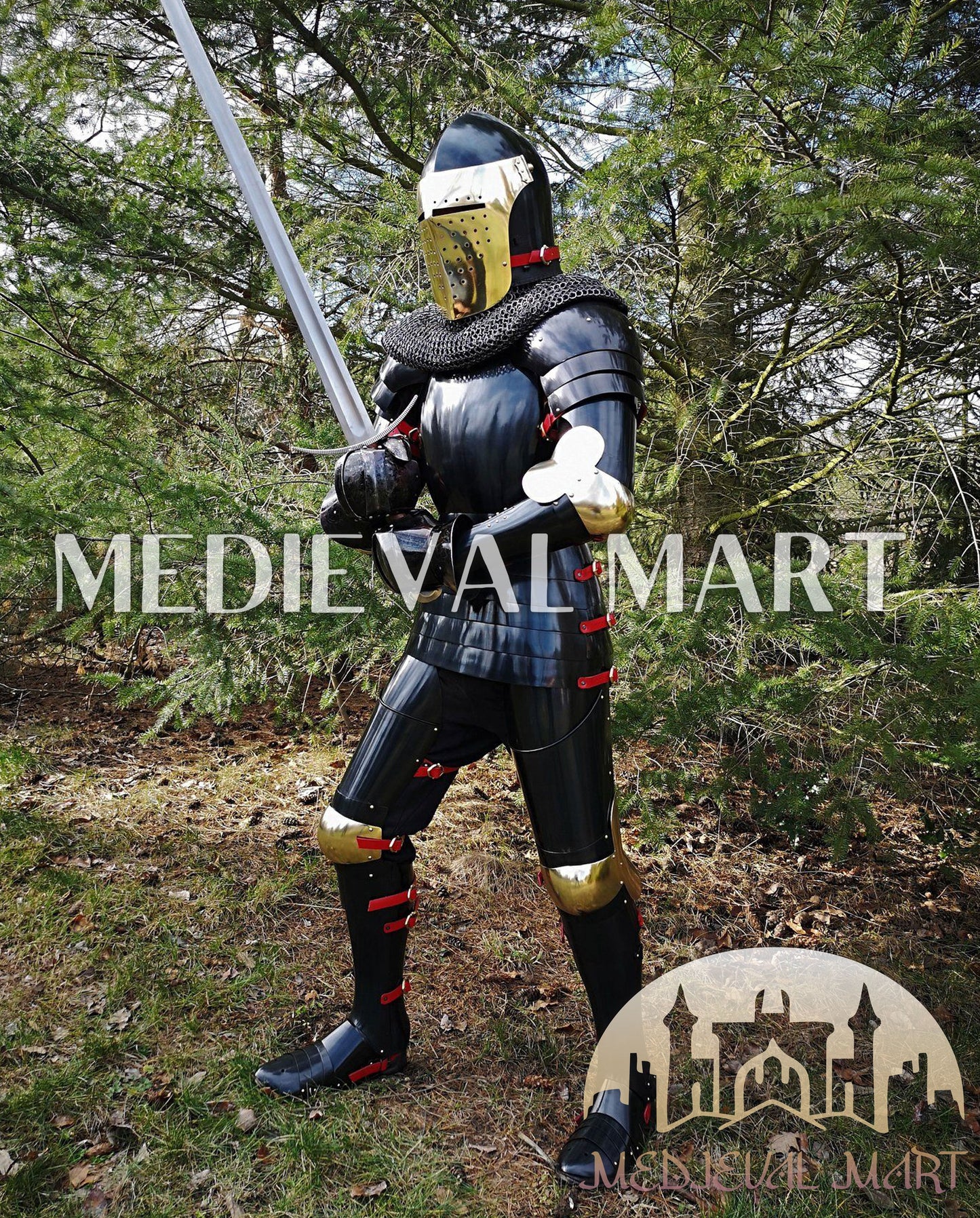 MEDIEVALMART Medieval Roman Empire Kastenbrust full Body Plate Armour Suit W/H Alexander (ROA 1332), Sword