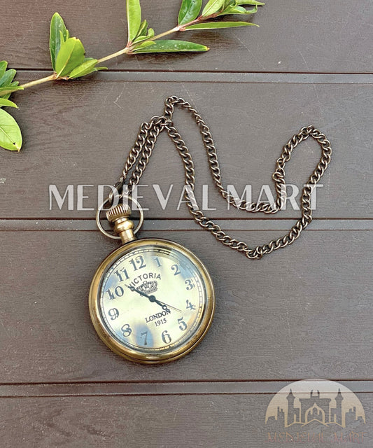MEDIEVALMART Royal Navy LONDON 1915 Pirates Locket Chain Compass Antique Finish W/H Gen-2 Wooden Case | Gift For Mom
