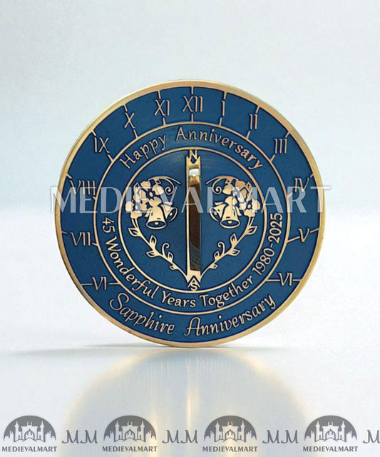 MEDIEVALMART 45th "Wonderful Years" Sapphire Anniversary Sundial Clock Best Gift For Anniversary Day