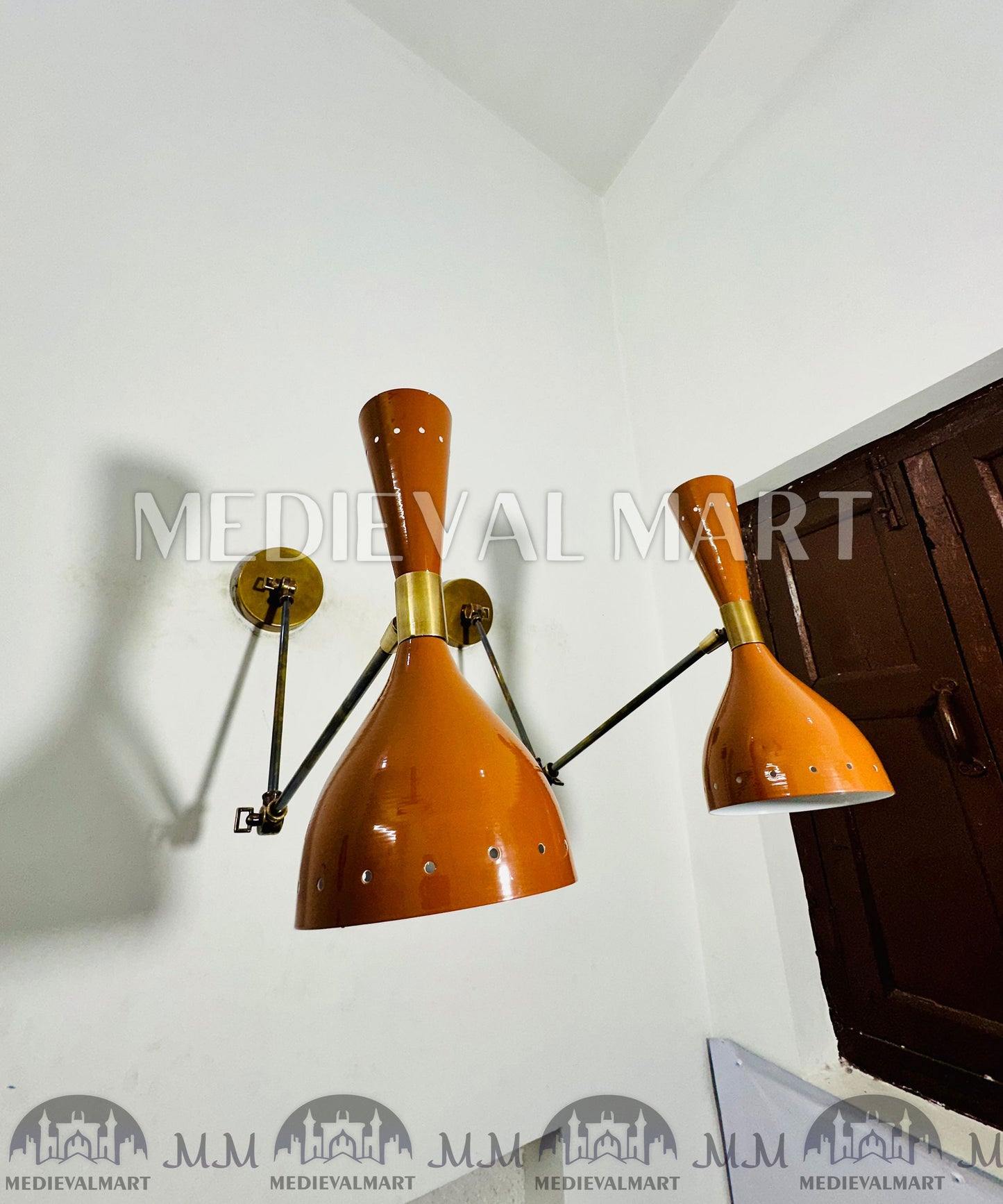 MEDIEVALMART Mid Century Italian Stilnovo Sconce Lighting Pair Reading Lamp Fixture Adjustable