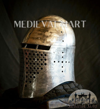 MEDIEVALMART The Great Alexander Hard Steel Edition War Damage Helmet on full Size