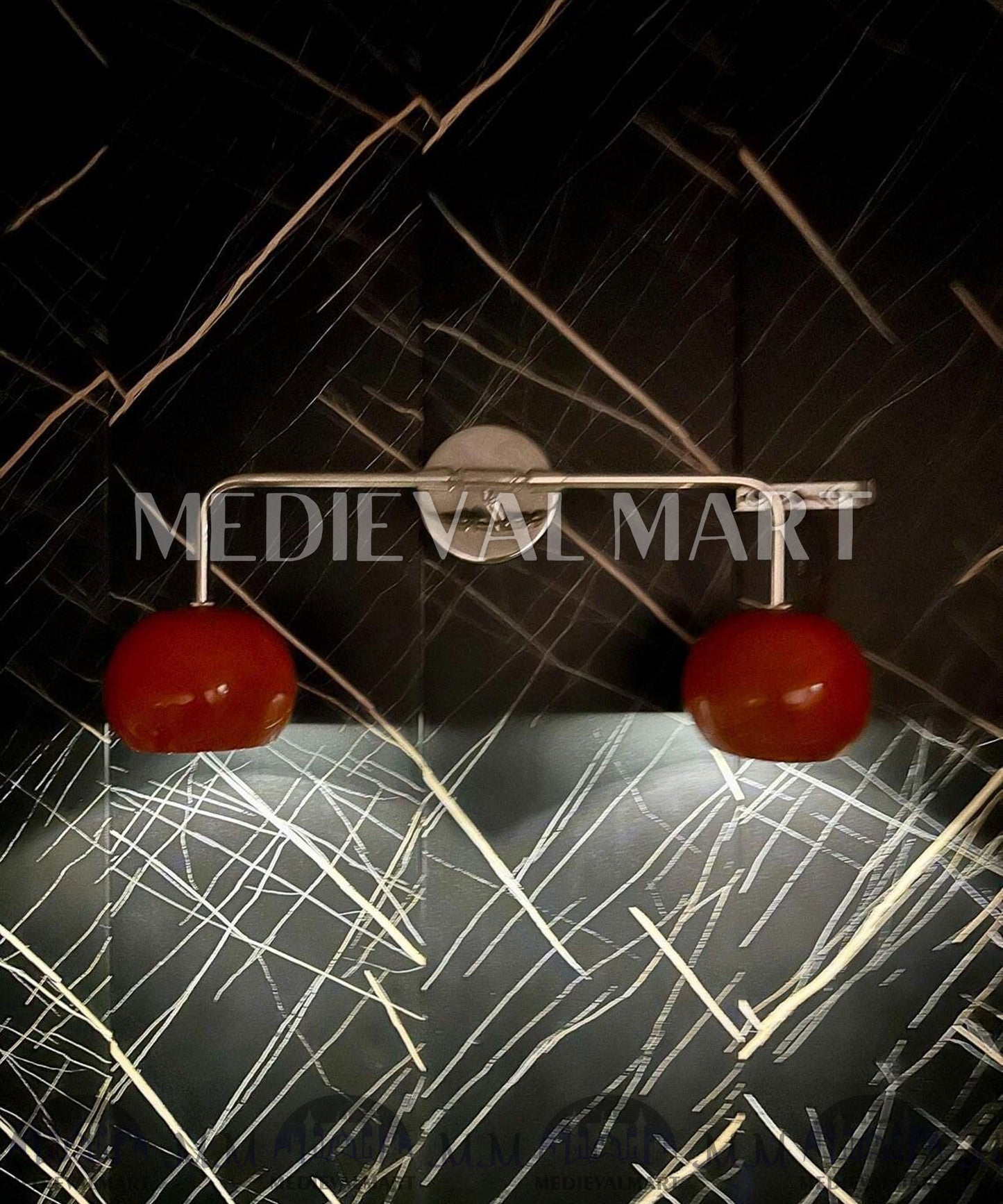 MEDIEVALMART Orange Diabolo Wall Sconce: Mid Century Modern Brass Light Fixture