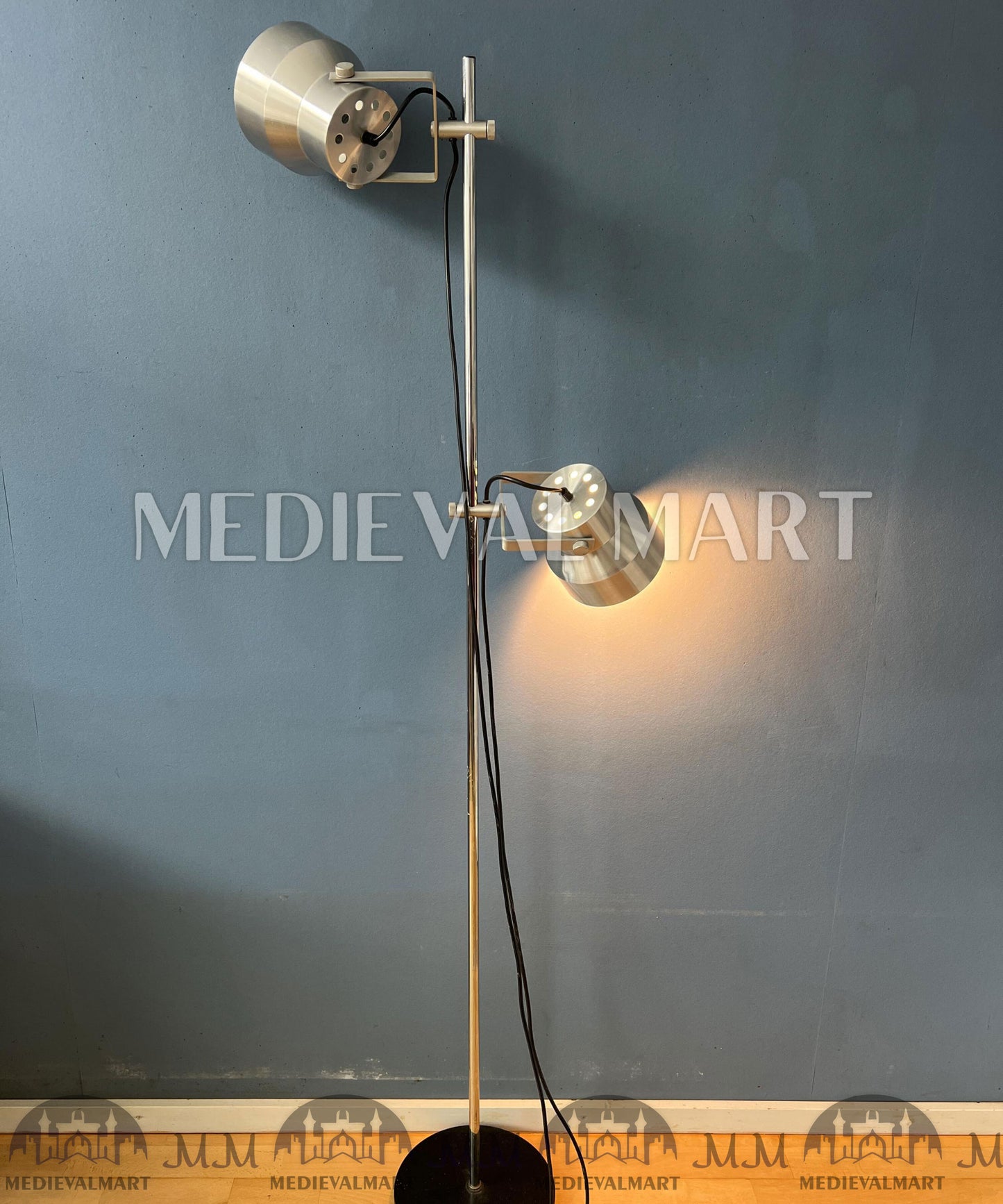MEDIEVALMART Vintage Mid Century Silver Dijkstra Space Age Floor Lamp