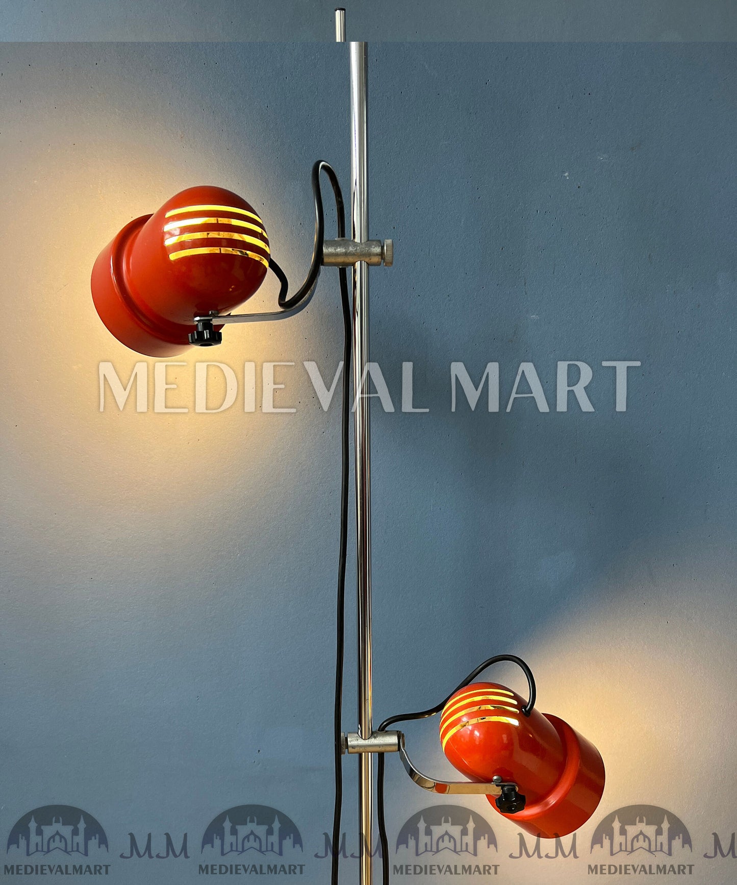 MEDIEVALMART 1960s Italian Red Mid Century Space Age Floor Lamp