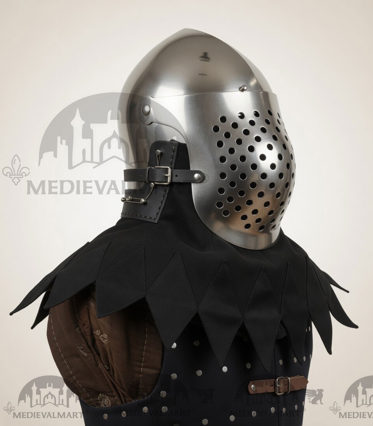 MEDIEVALMART Medieval Archaic “Eisenkopf” Bacinet Helmet Italian HMB; SCA "Bellifortis"