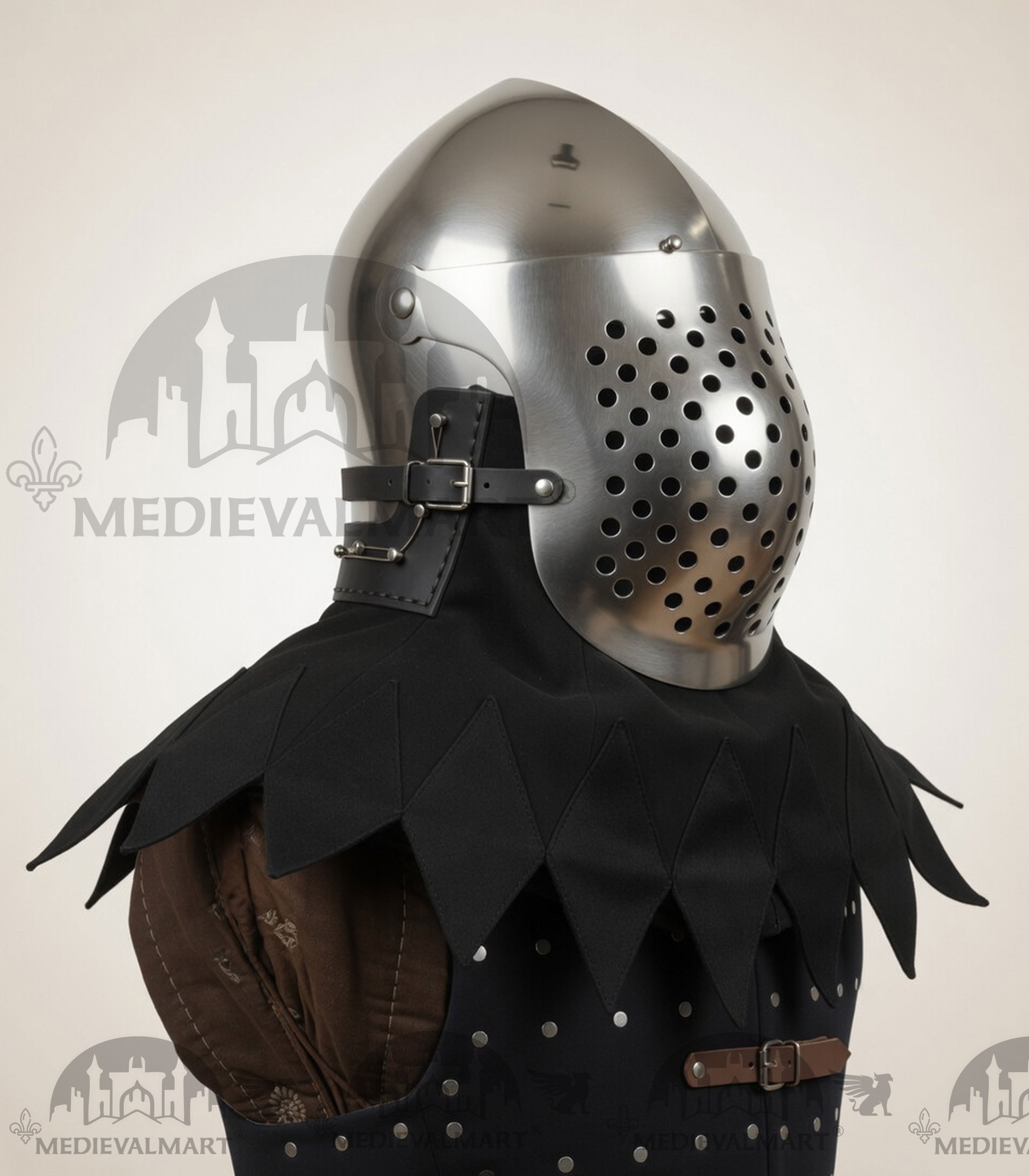 MEDIEVALMART Medieval Archaic “Eisenkopf” Bacinet Helmet Italian HMB; SCA "Bellifortis"