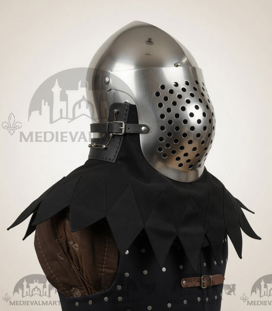 MEDIEVALMART Casque de Bacinet Médiéval Archaïque "Eisenkopf" HMB Italien ; SCA "Bellifortis"
