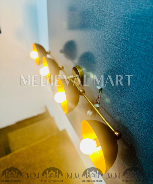MEDIEVALMART Custom Brass 4-Bulb Vanity Light - Mid-Century Modern Wall Sconce