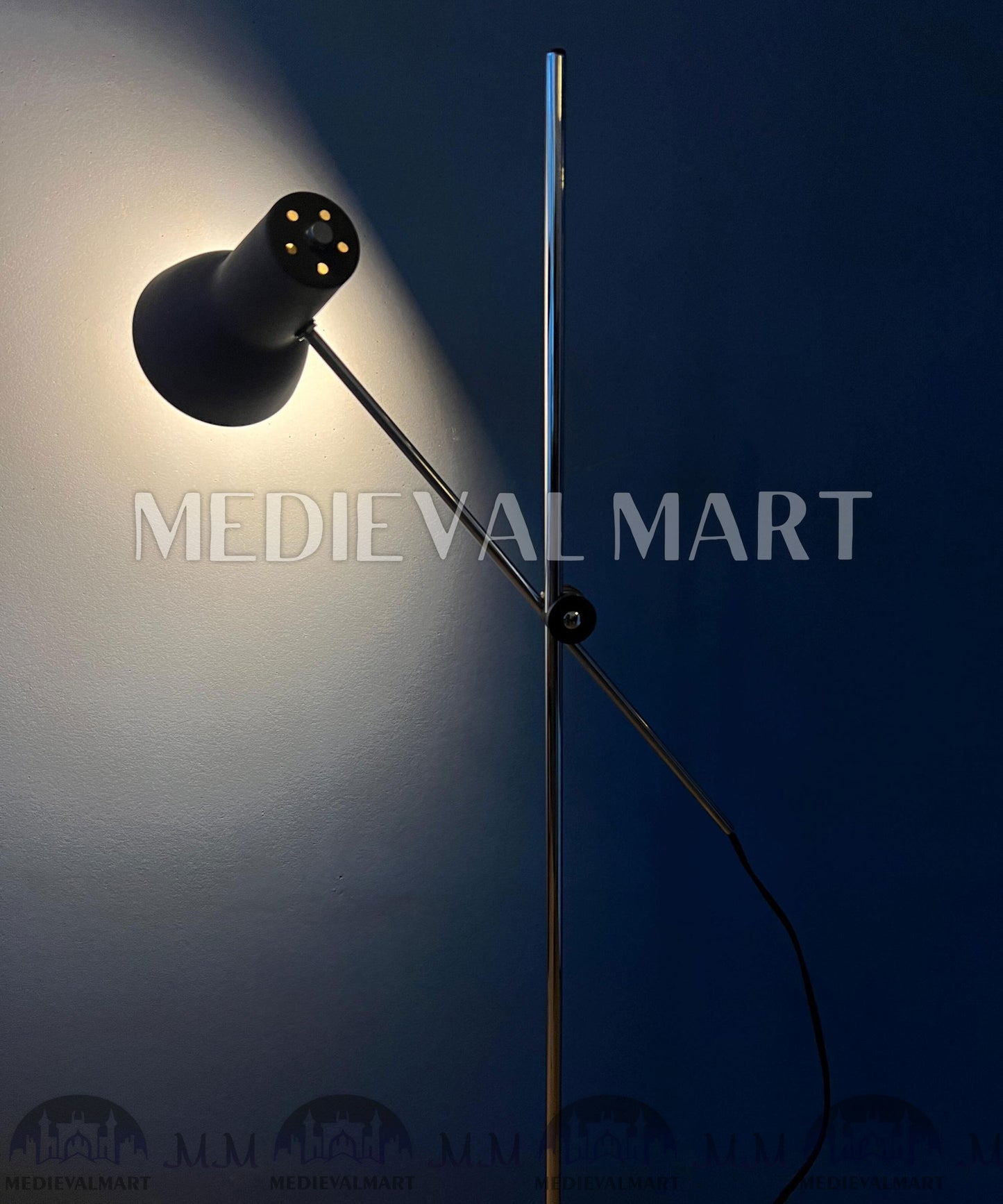 MEDIEVALMART Vintage Italian Mid Century Adjustable Brown Floor Lamp