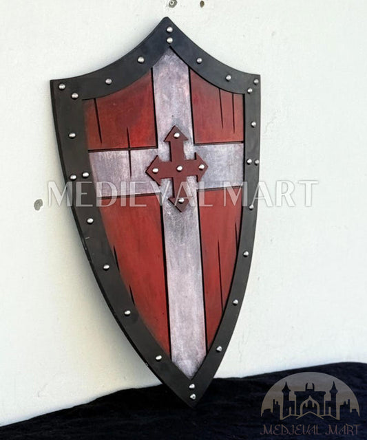 MEDIEVALMART Medieval Knight Templar Crusader Shield Red Finish Halloween Costume - Gift for Dad