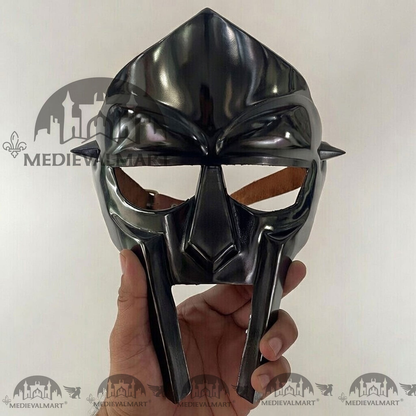 MEDIEVALMART MF DOOM Mask Mad-villain Black Finish Steel Face Armor