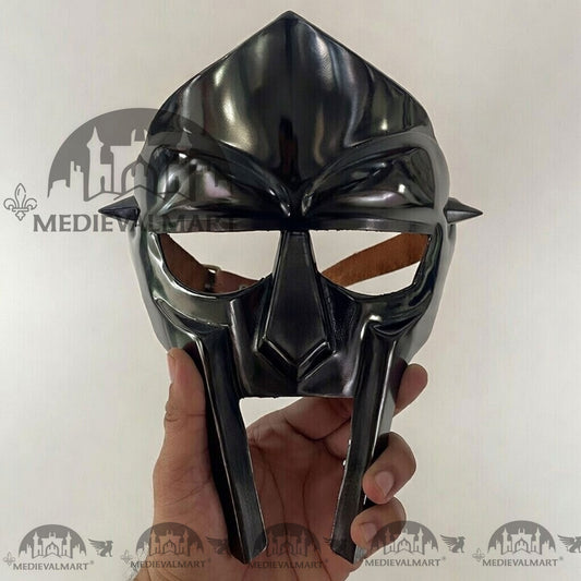 MEDIEVALMART MF DOOM Mask Mad-villain Black Finish Steel Face Armor