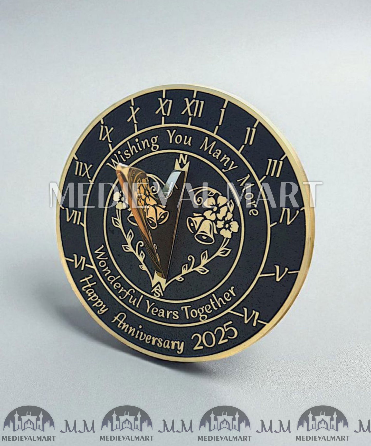 MEDIEVALMART "Wonderful Years" Happy Anniversary Sundial Clock Best Gift For Parents Anniversary Day