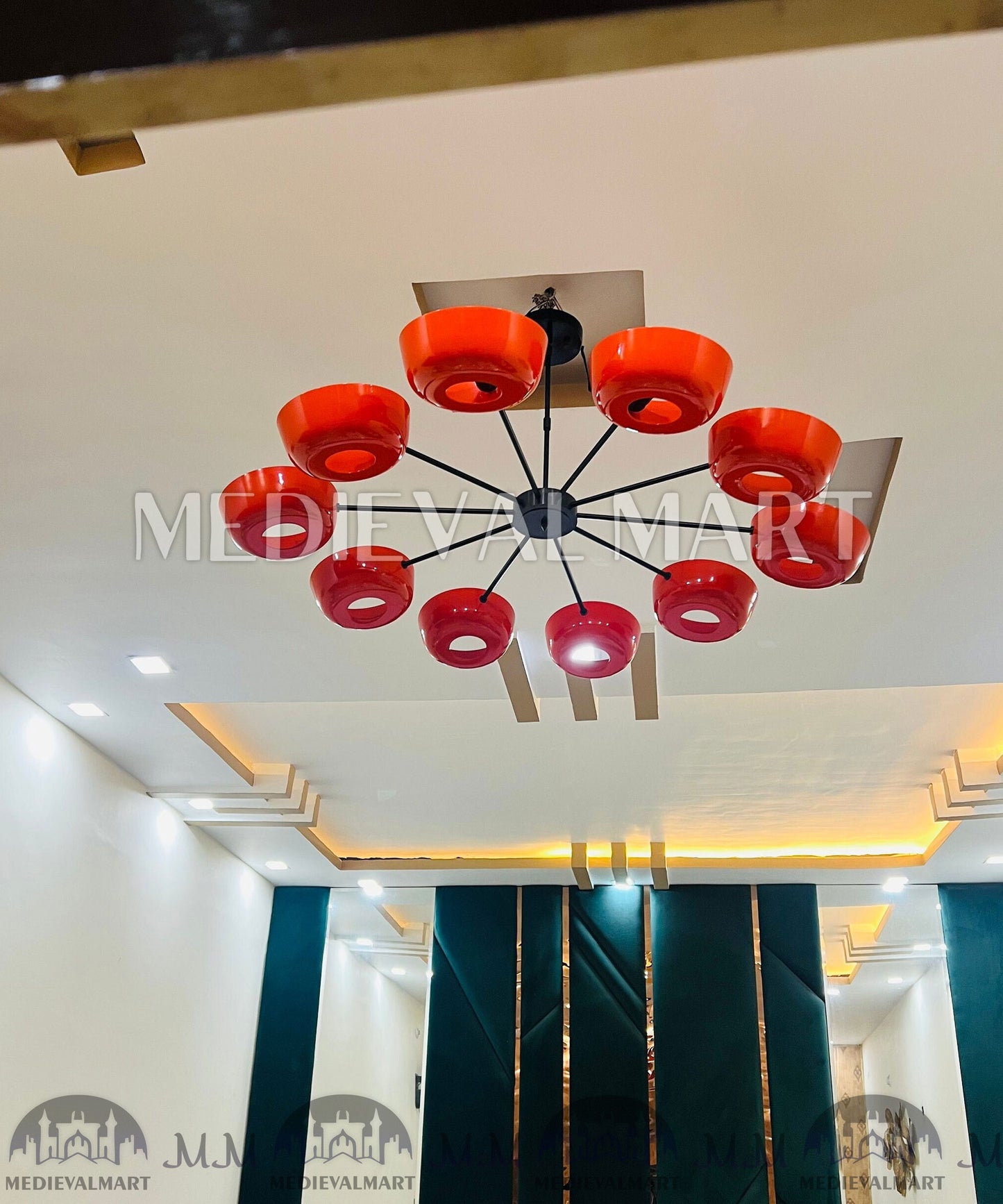 MEDIEVALMART Brass Sputnik Chandelier - 10 Arms Light Mid Century Beautifull Handcrafted Stilnovo Chandelier