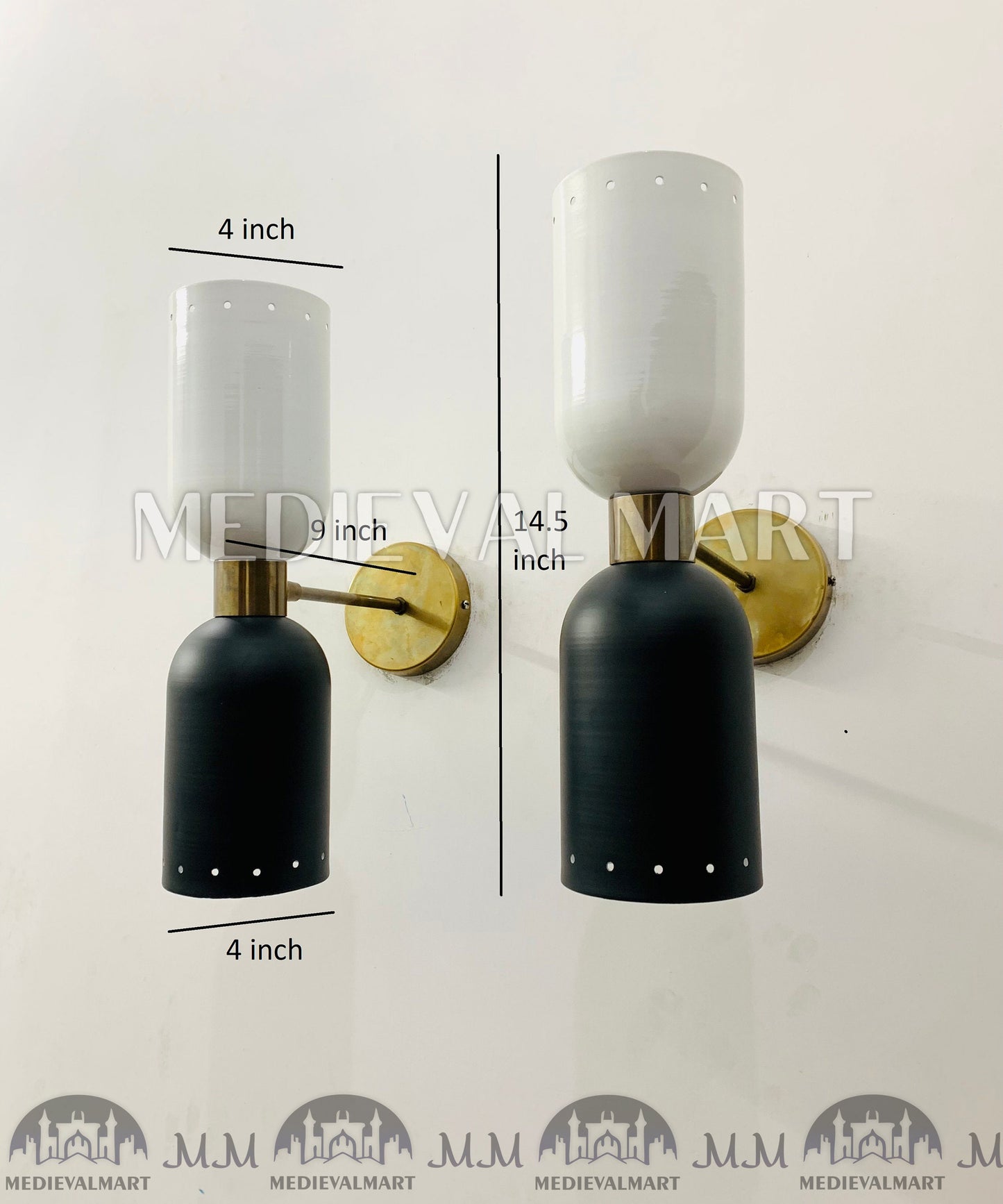 MEDIEVALMART Handmade Mid Century Modern Brass Wall Sconce: Italian Diablo Light Fixture