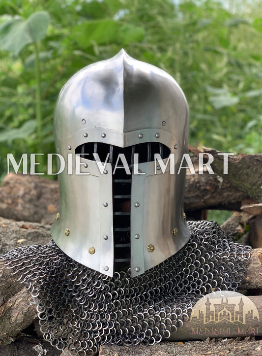 MEDIEVALMART 1500 AD Italian Barbute T shaped visor Helmet By "Gonaza Family"