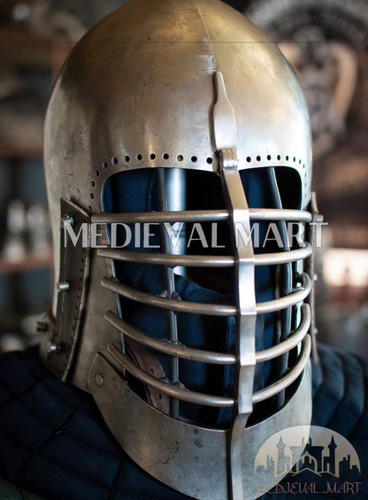 MEDIEVALMART Medieval Sport Fighter Wolf Ribs Full Face Superior Bar Grill Bascinet