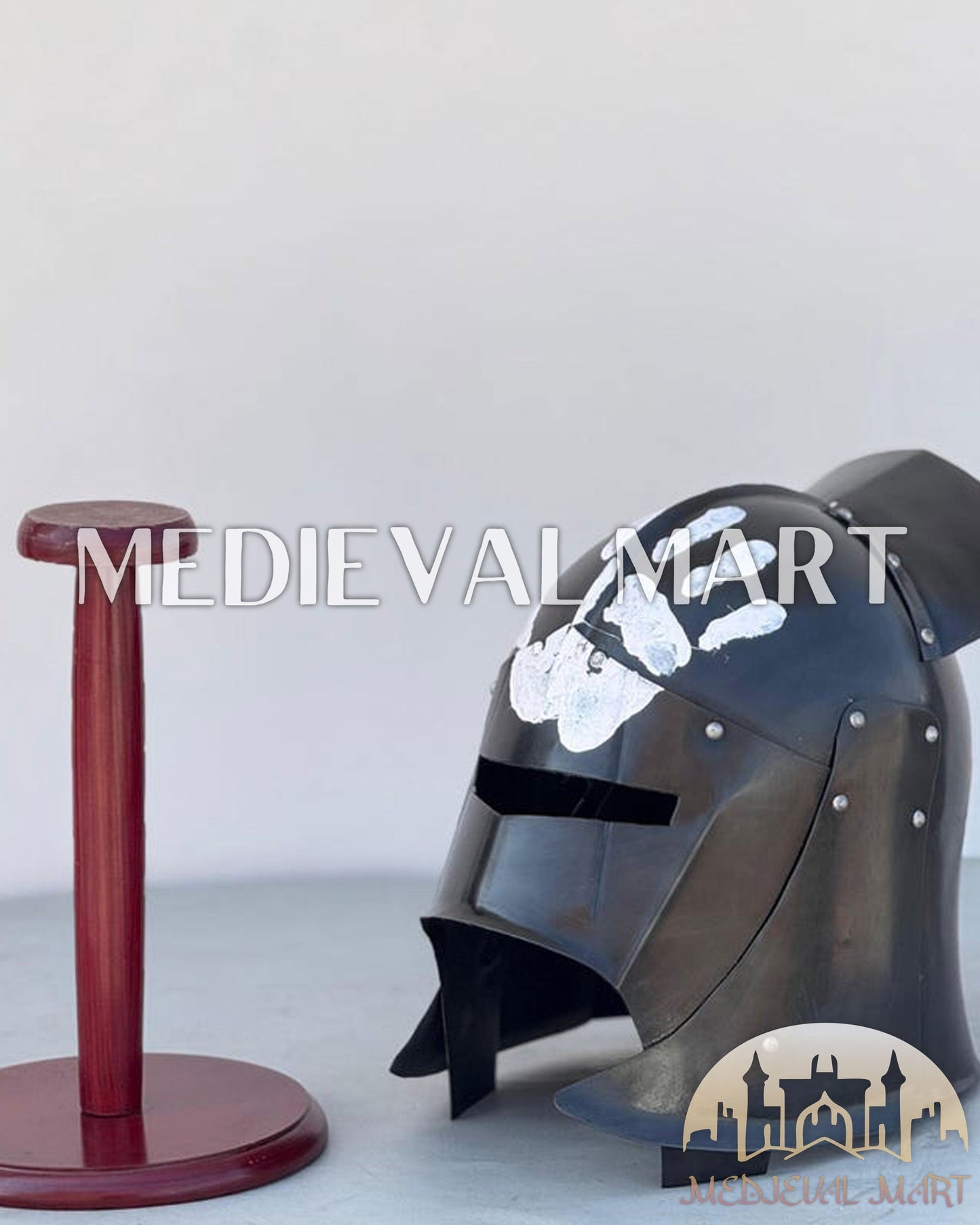 MEDIEVALMART URUK HAI Warrior Knight Helmet W/H Free Stand | LOTR Props