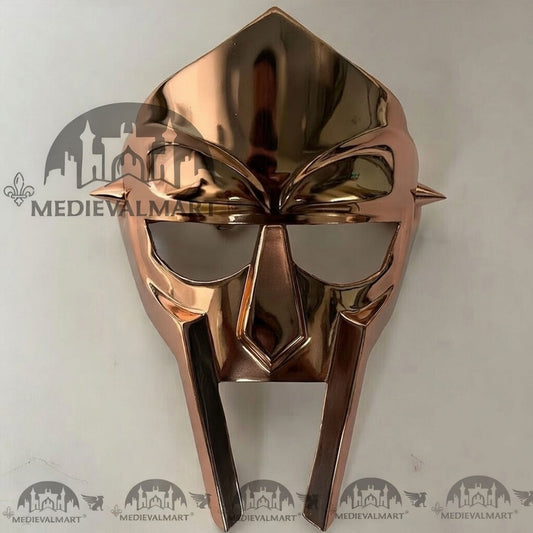 MEDIEVALMART MF DOOM Mask Mad-villain Copper Finish Steel Face Armor