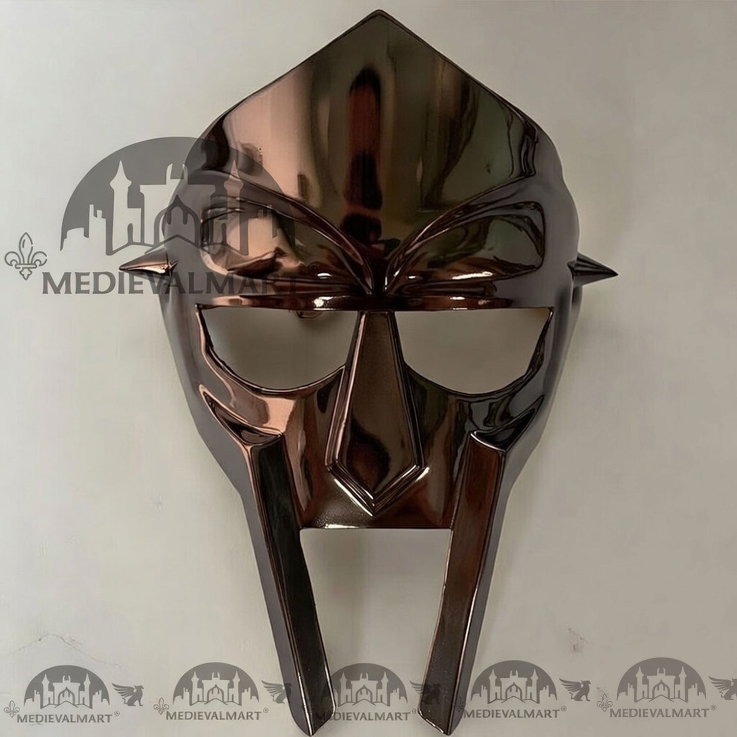 MEDIEVALMART MF DOOM Mask Mad-villain Brown Finish Steel Face Armor
