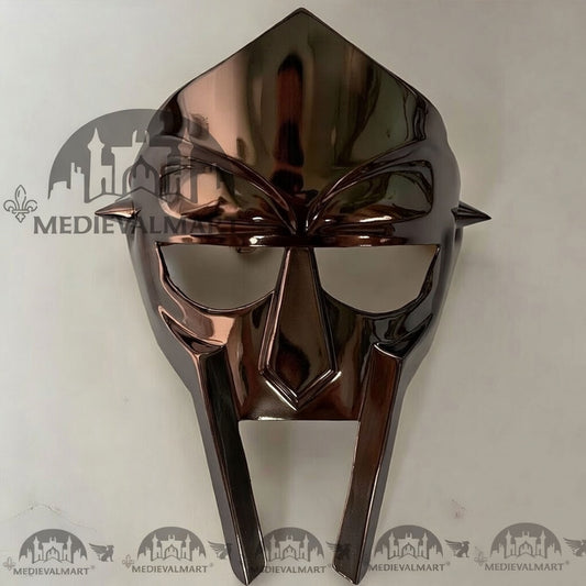 MEDIEVALMART MF DOOM Mask Mad-villain Brown Finish Steel Face Armor