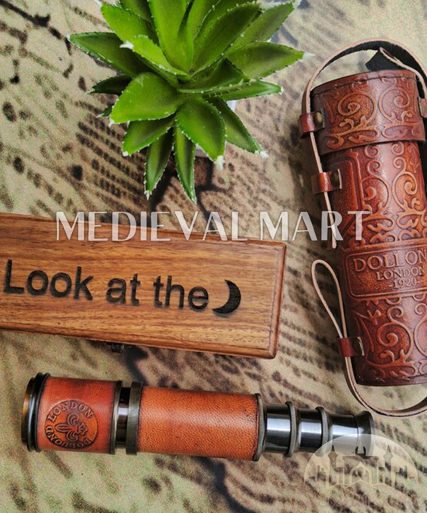 MEDIEVALMART Nautical Personalized Telescope for adults or kids pirate spyglass Gift for Dad
