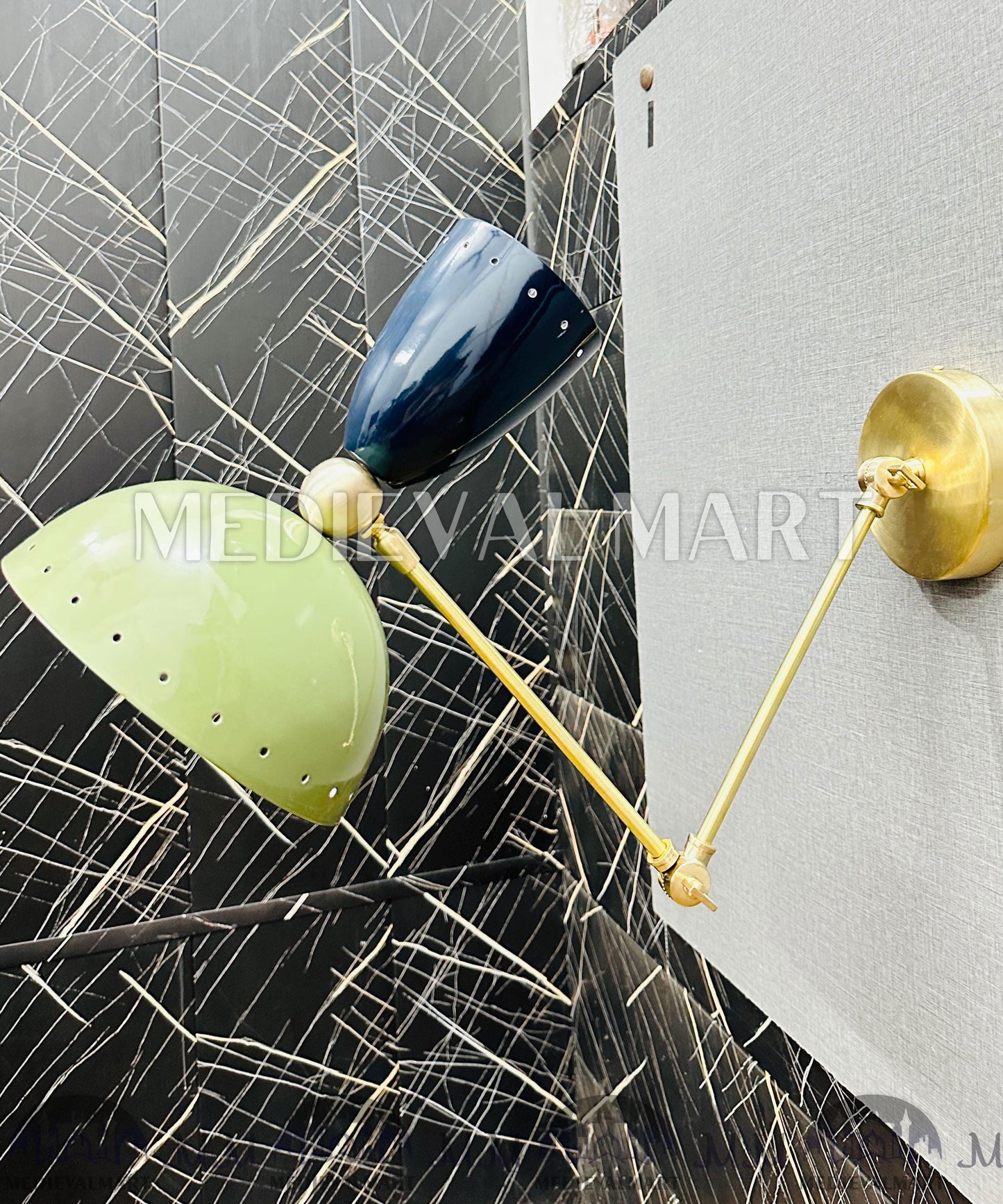 MEDIEVALMART Mid Century Modern Wall Sconce: Adjustable Brass Reading Lamp