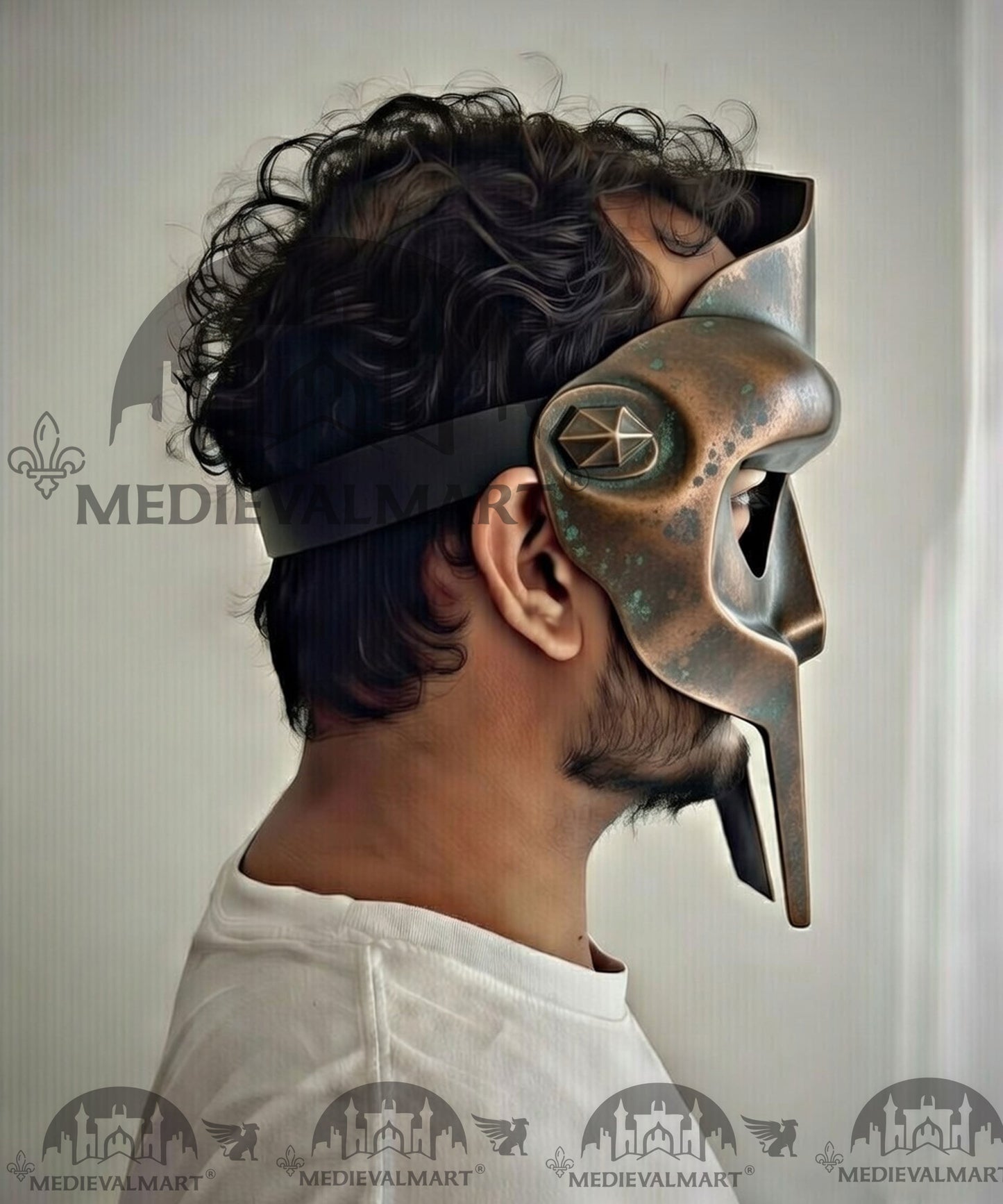 MEDIEVALMART PREMIUM MF DOOM Mask Mad Villain Patina Bronze Finish Steel Face Armor