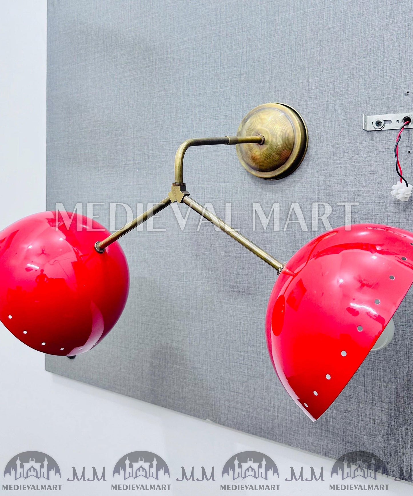MEDIEVALMART Custom Brass Diabolo Wall Sconce: Mid-Century Italian Lighting Fixture