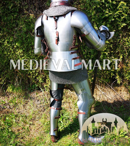 MEDIEVALMART 1400s European knight Warrior Buhurt full Body Plate Armor Costume W/H Klappvisor Bascinet & Viking Axe