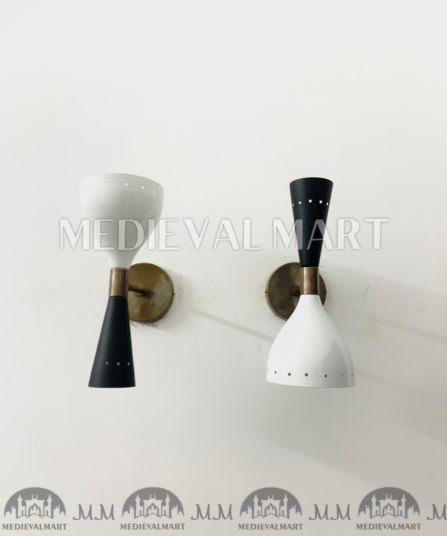 MEDIEVALMART 1950's Mid Century Wall Sconce Diabolo Pair of Modern Italian Wall Lights Fixture