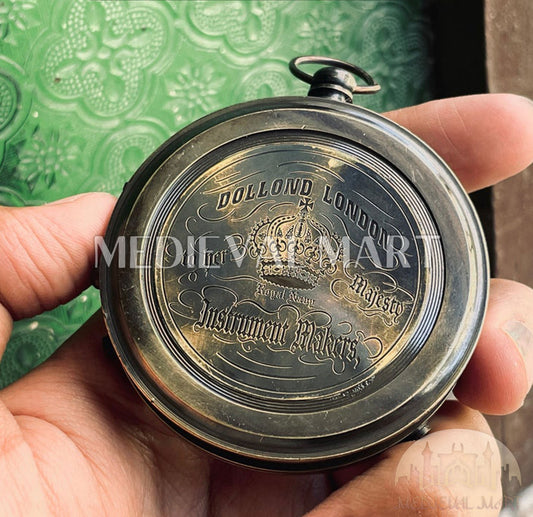 MEDIEVALMART Brújula náutica Dollond London antigua con acabado negro | Regalo para él y ella