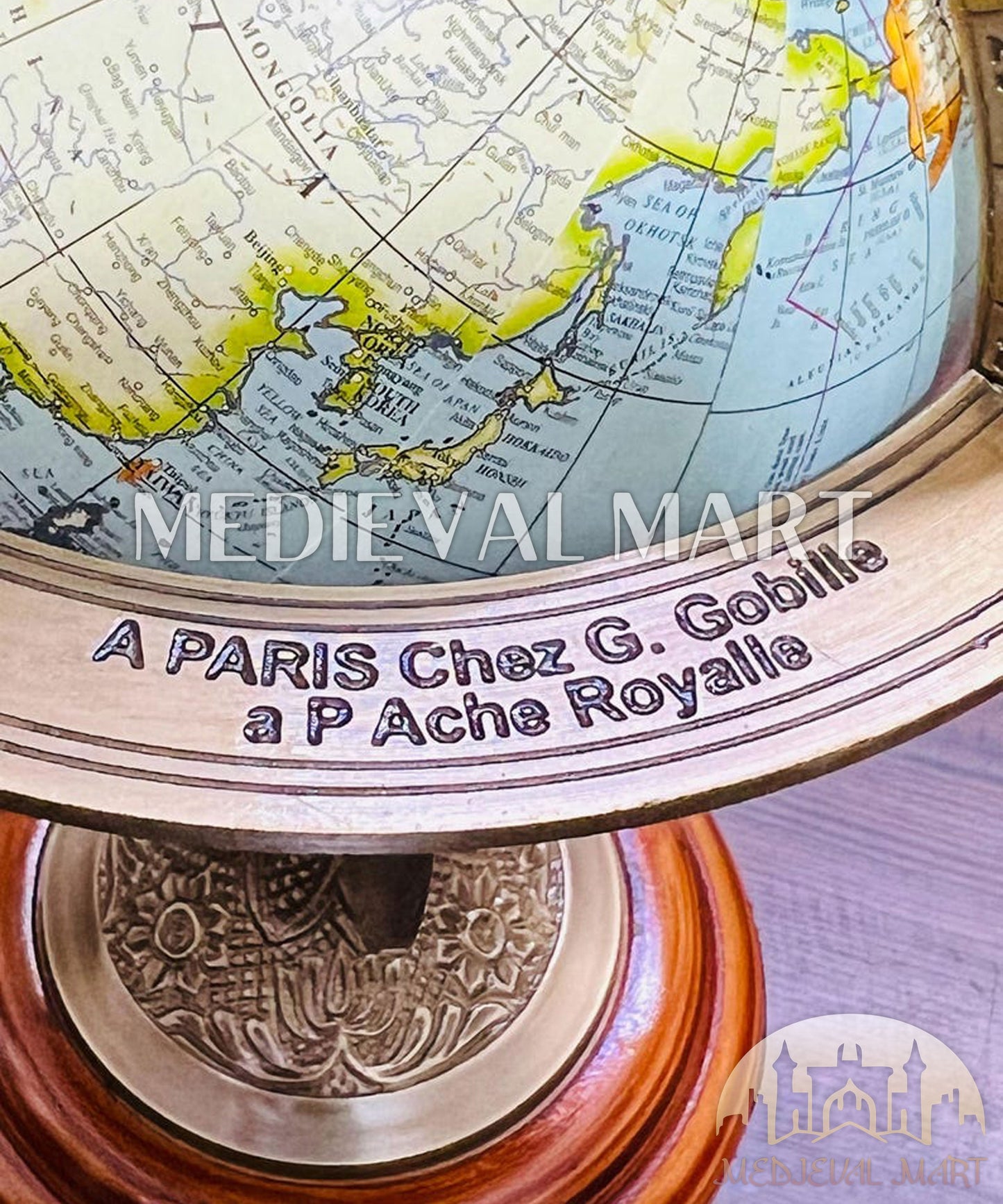 MEDIEVALMART Celestial Brass Armillary Sphere 6" Antique Globe with Black Gold Orb Scholar's Desk Sculpture Gift