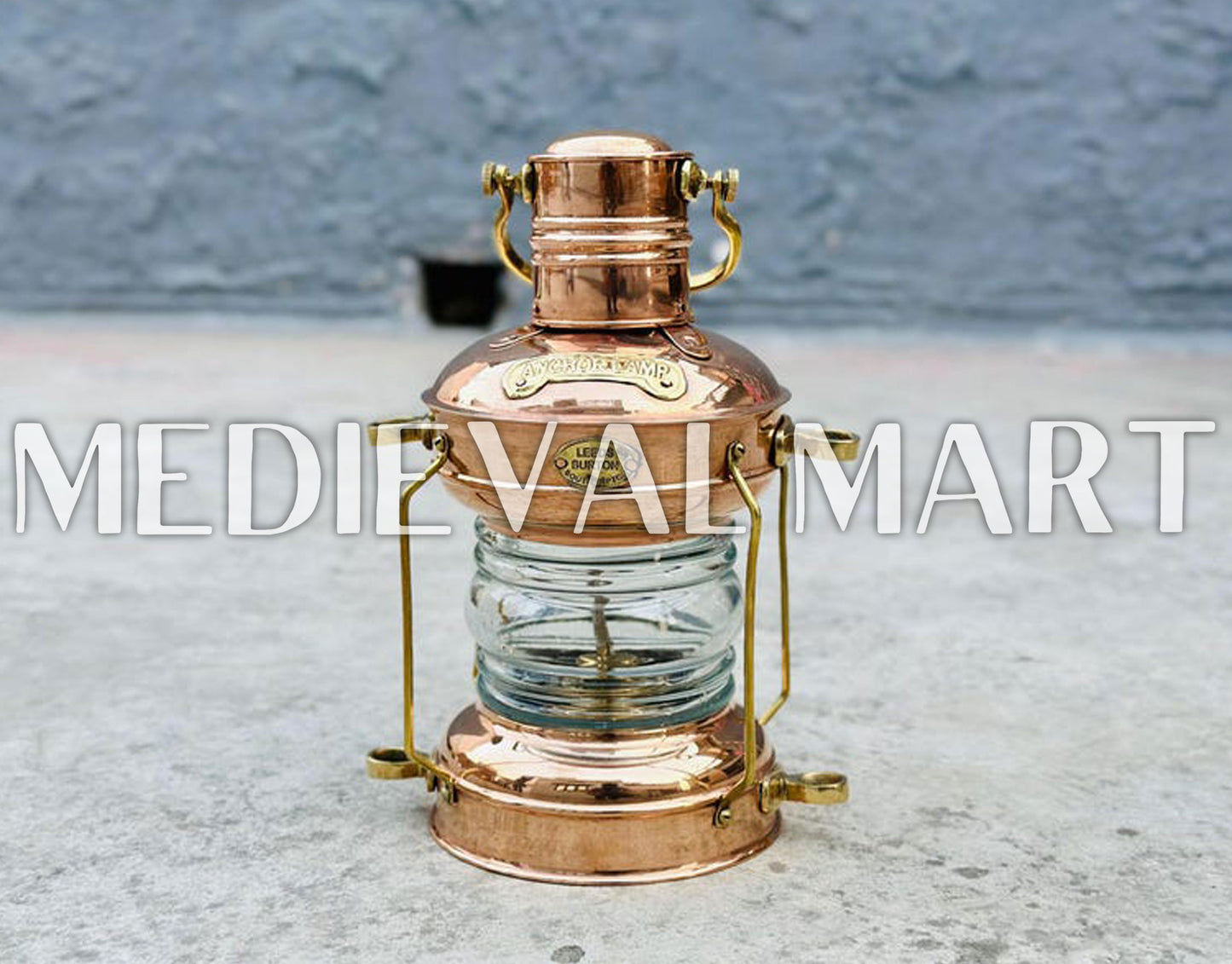 MEDIEVALMART Nautical Vintage Shiny Brass Clear Glass Ship Oil Lamp - Personal Engraving Marine Lantern (Copy)