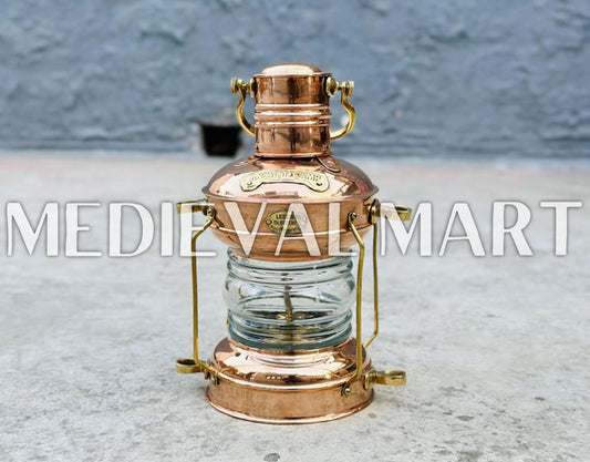 MEDIEVALMART Nautical Vintage Shiny Brass Clear Glass Ship Oil Lamp - Personal Engraving Marine Lantern (Copy)