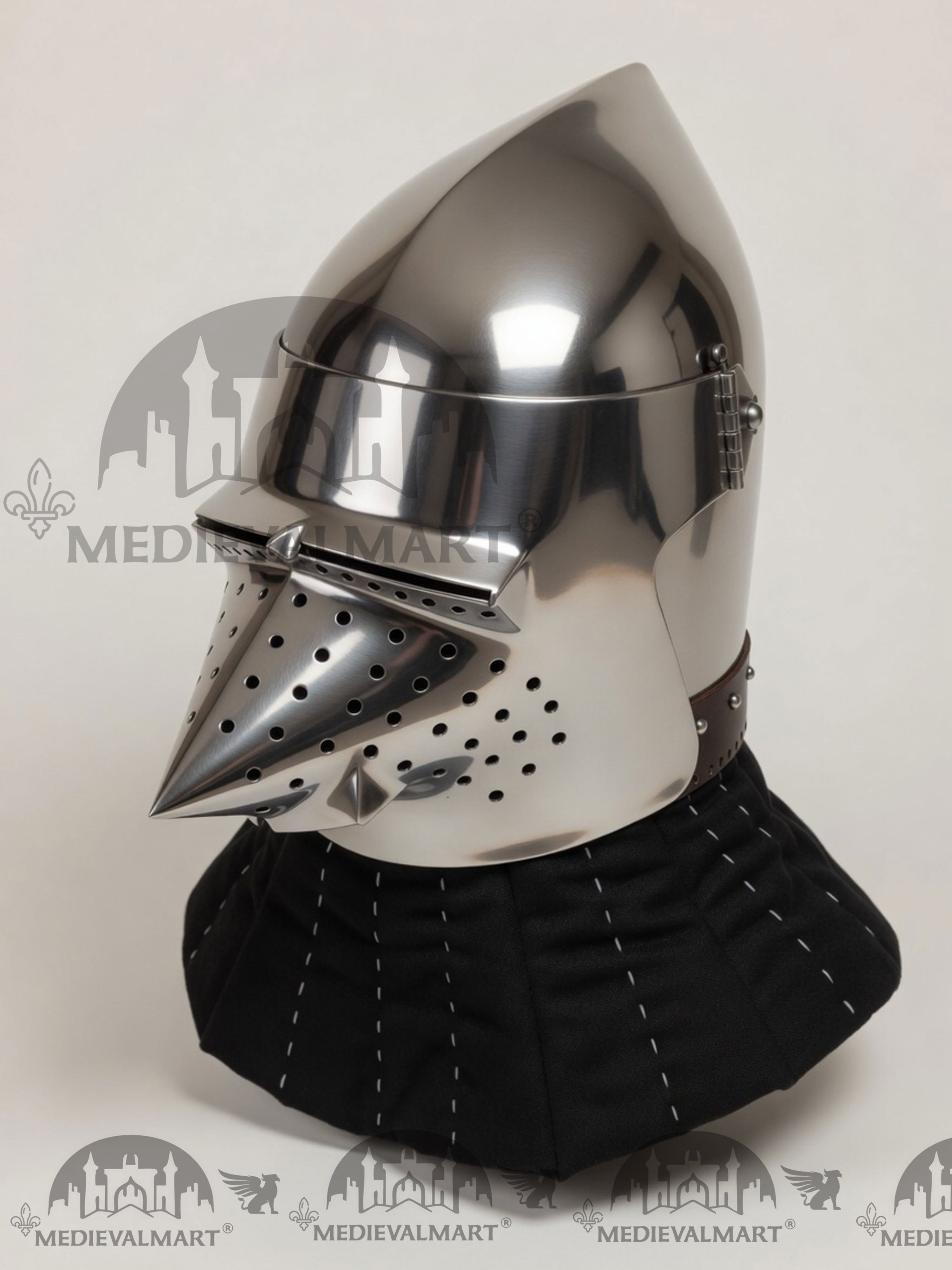 MEDIEVALMART Medieval Pig-Face Bascinet Helmet / Medieval Milan hound skull Bascinet helmet / Reenactment Helmet