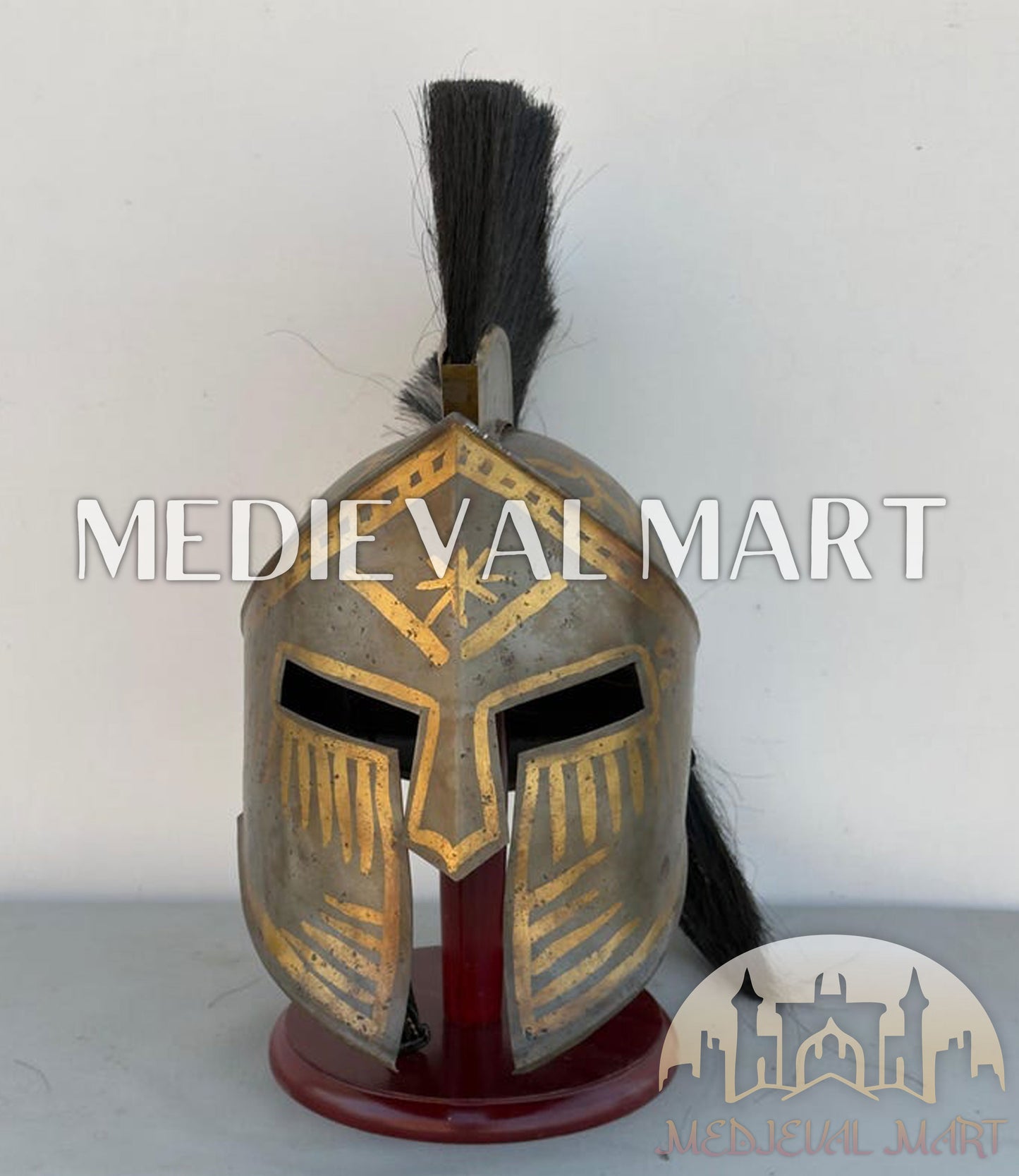 MEDIEVALMART "300" Movie Spartan King Leonidas Exclusive Edition Helmet W/H Free Stand | 300 Props