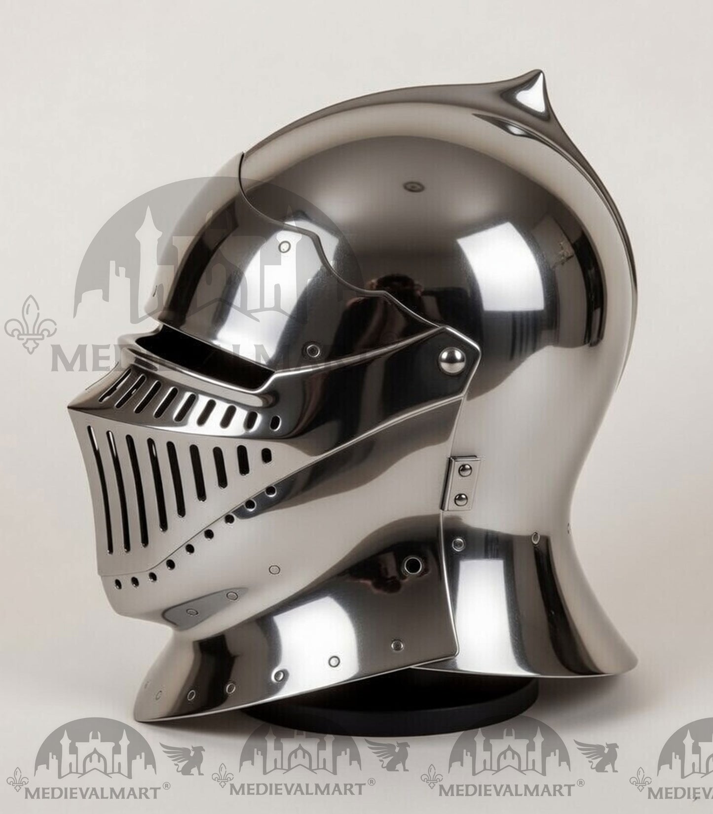 MEDIEVALMART 13th-Century Medieval European Mild Steel knight Closed "Griffon" Helmet