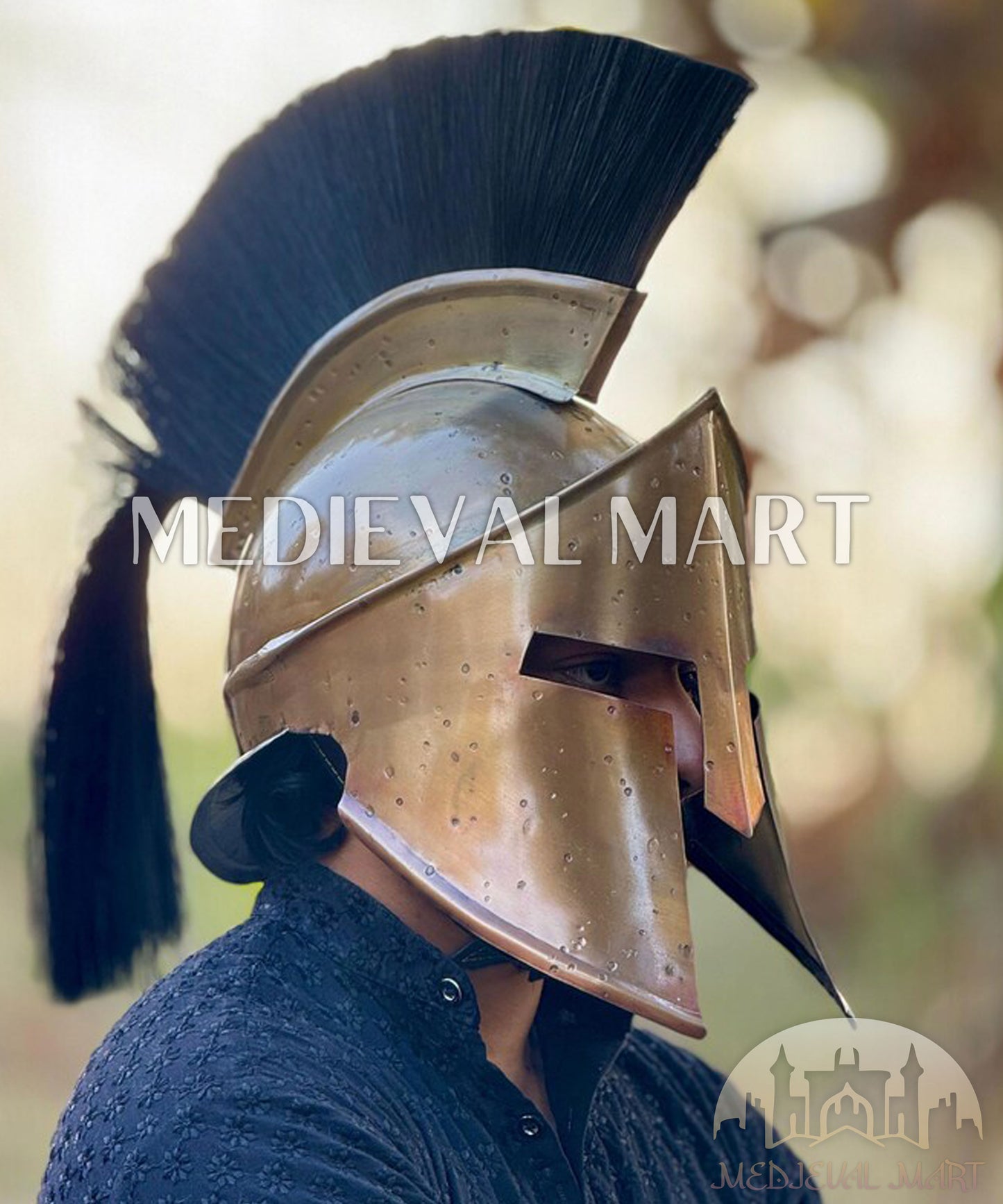 MEDIEVALMART "300" Movie King of Sparta Leonidas Antique Finish Helmet W/H Free Stand | 300 Props