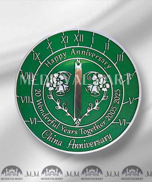 MEDIEVALMART 20th "Wonderful Years Together" Happy Anniversary Sundial Clock Best Gift For Anniversary Day