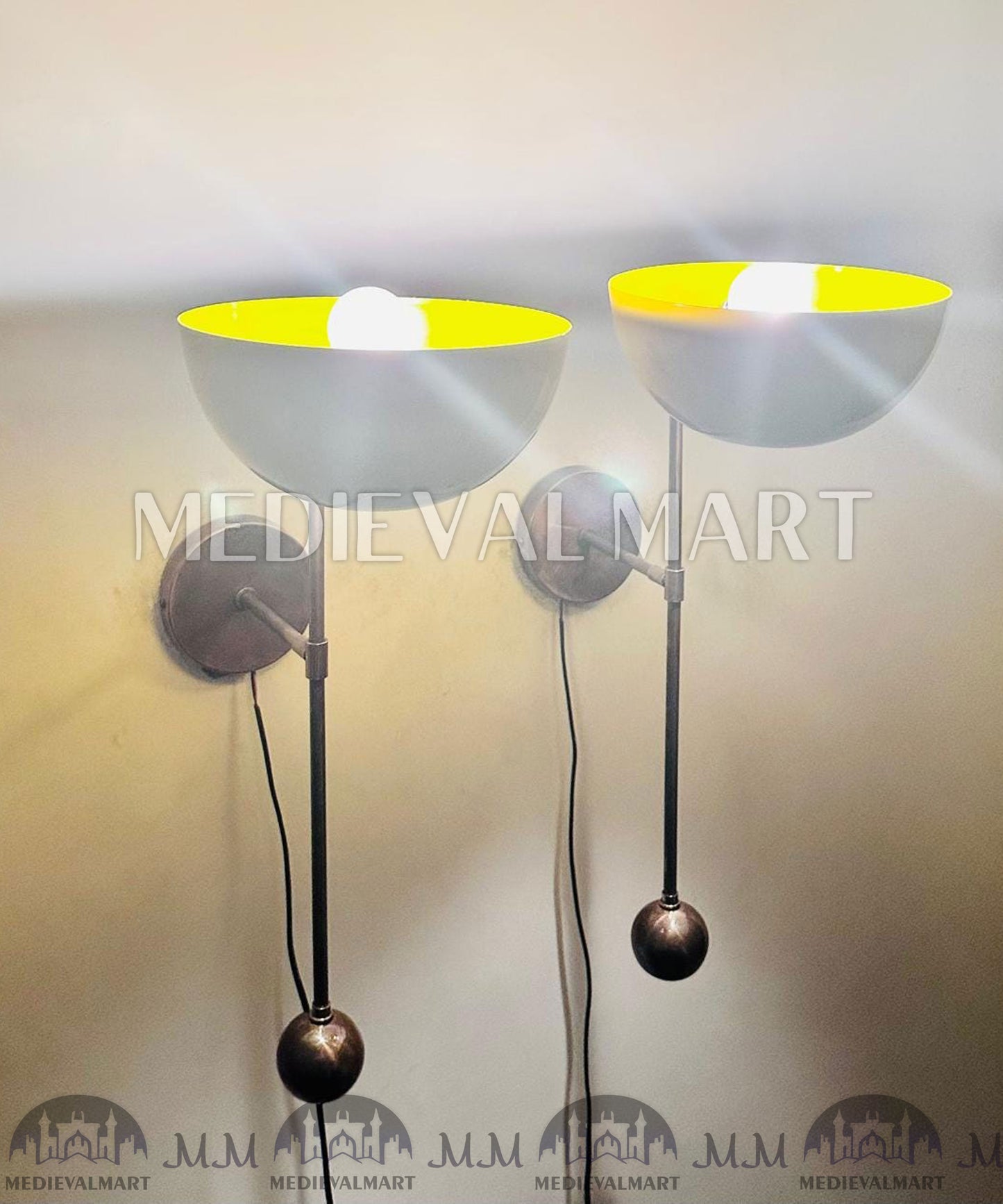 MEDIEVALMART Handmade Brass Wall Sconce: Modern Italian Stilnovo Style Lighting