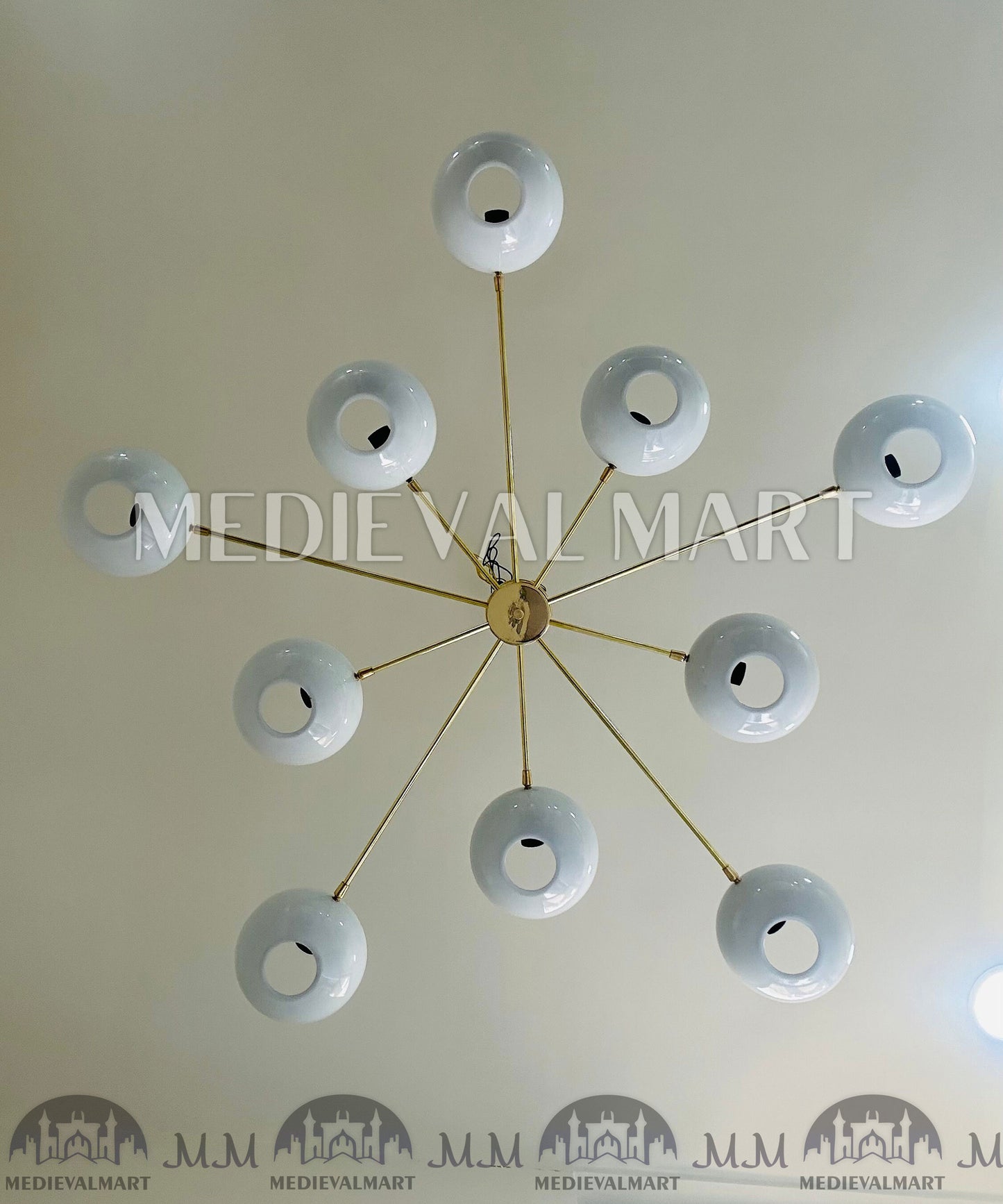 MEDIEVALMART Handcrafted Brass Sputnik Chandelier - Mid Century Modern Italian Design