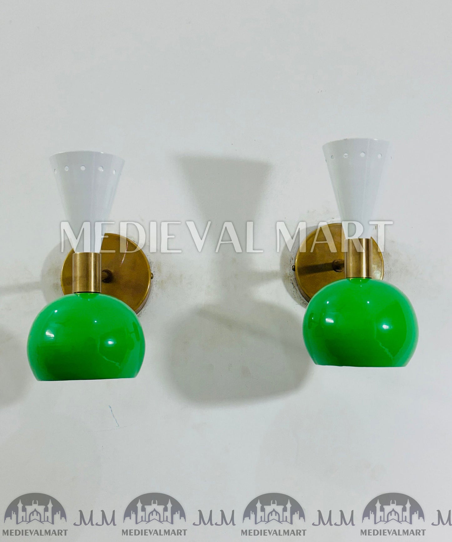 MEDIEVALMART Mid Century Italian Wall Sconce Diabolo Modern Wall Light, Dual Tone Brass