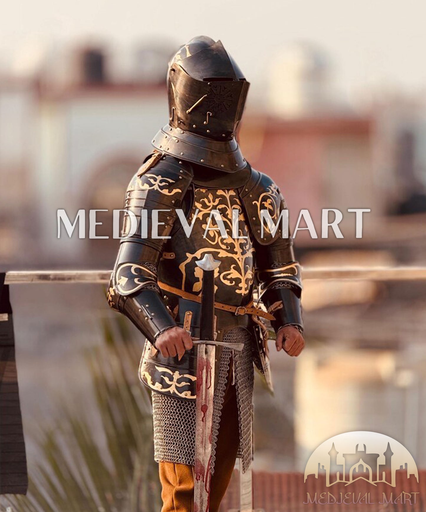 MEDIEVALMART Anton Peffenhauser's Competition Knight Steel Half Body Armor Suit