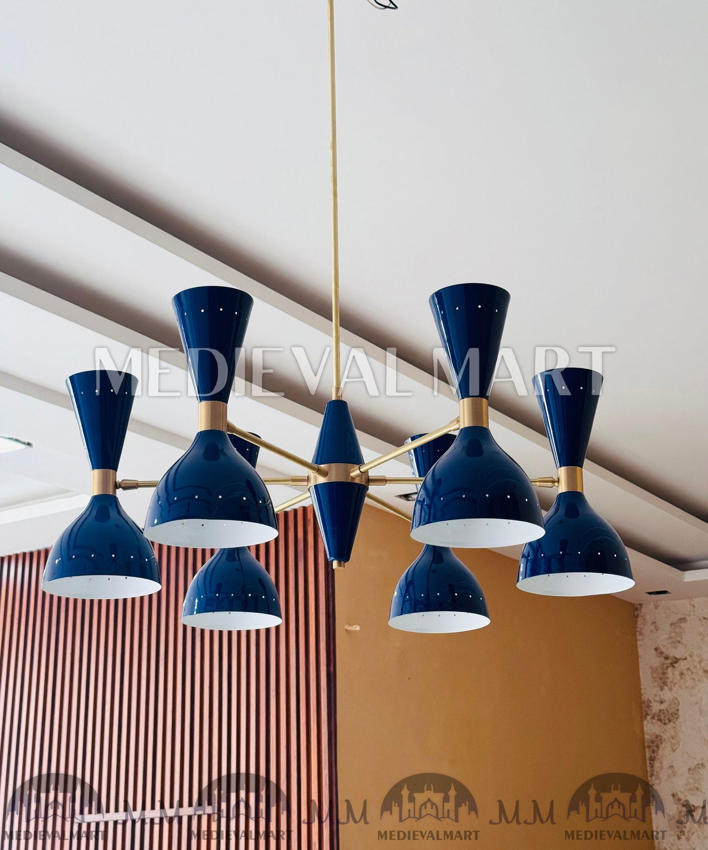 MEDIEVALMART Handcrafted Brass Sputnik Chandelier | Mid Century Modern 12-Light Fixture