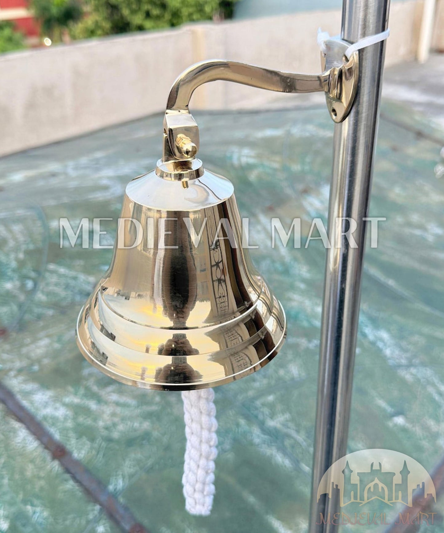 MEDIEVALMART Personalized Brass Bell - Custom Engraved with Multiple Sizes [3"-12"] Indoor / Outdoor Wall Mounted Bell | Christmas Gifts, Gift for Dad, Gift for Mom
