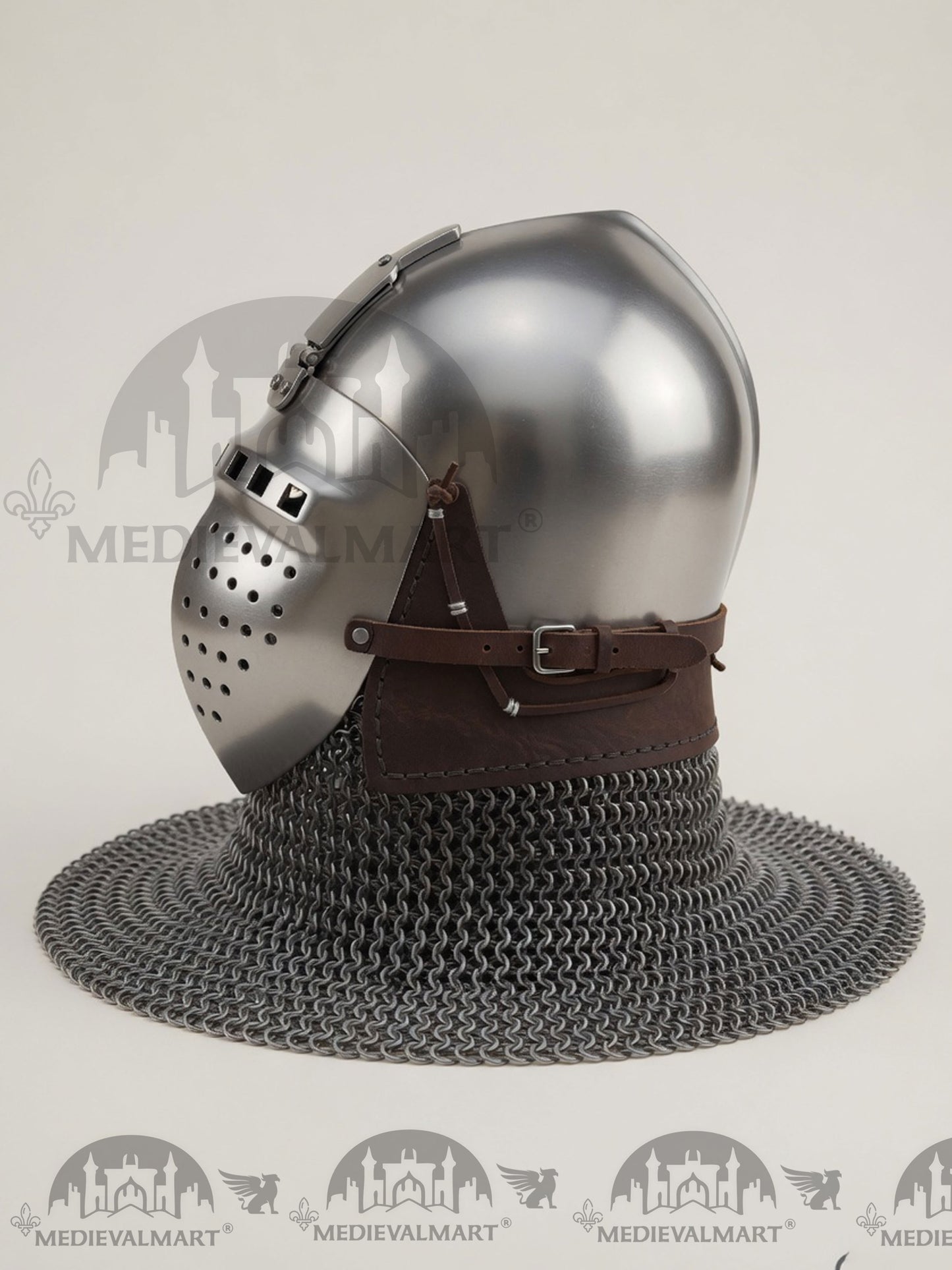 MEDIEVALMART 14th-Century Medieval LOB Nurnberg Klappvisor Combat Helmet