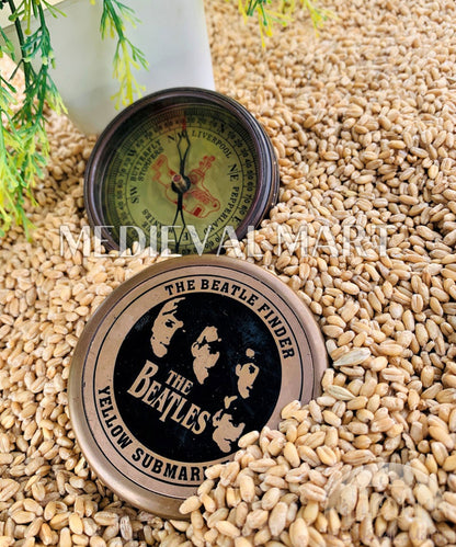 MEDIEVALMART Nautical Vintage The Beatles Custom Working Compass Antique Finish W/H Leather Case | Gift For Mom & Dad