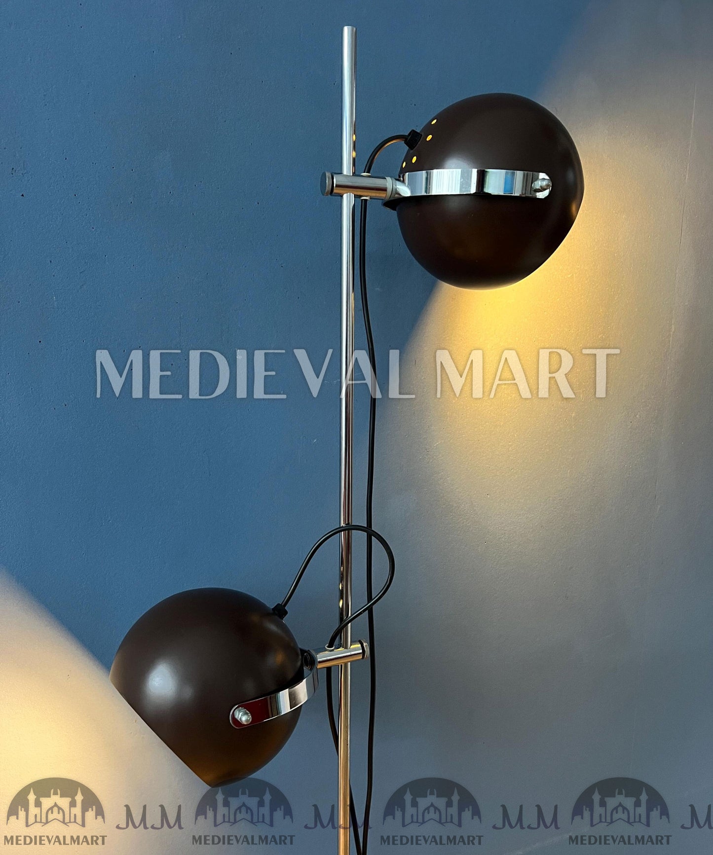 MEDIEVALMART Vintage Brown Mid Century Space Age Eyeball Floor Lamp