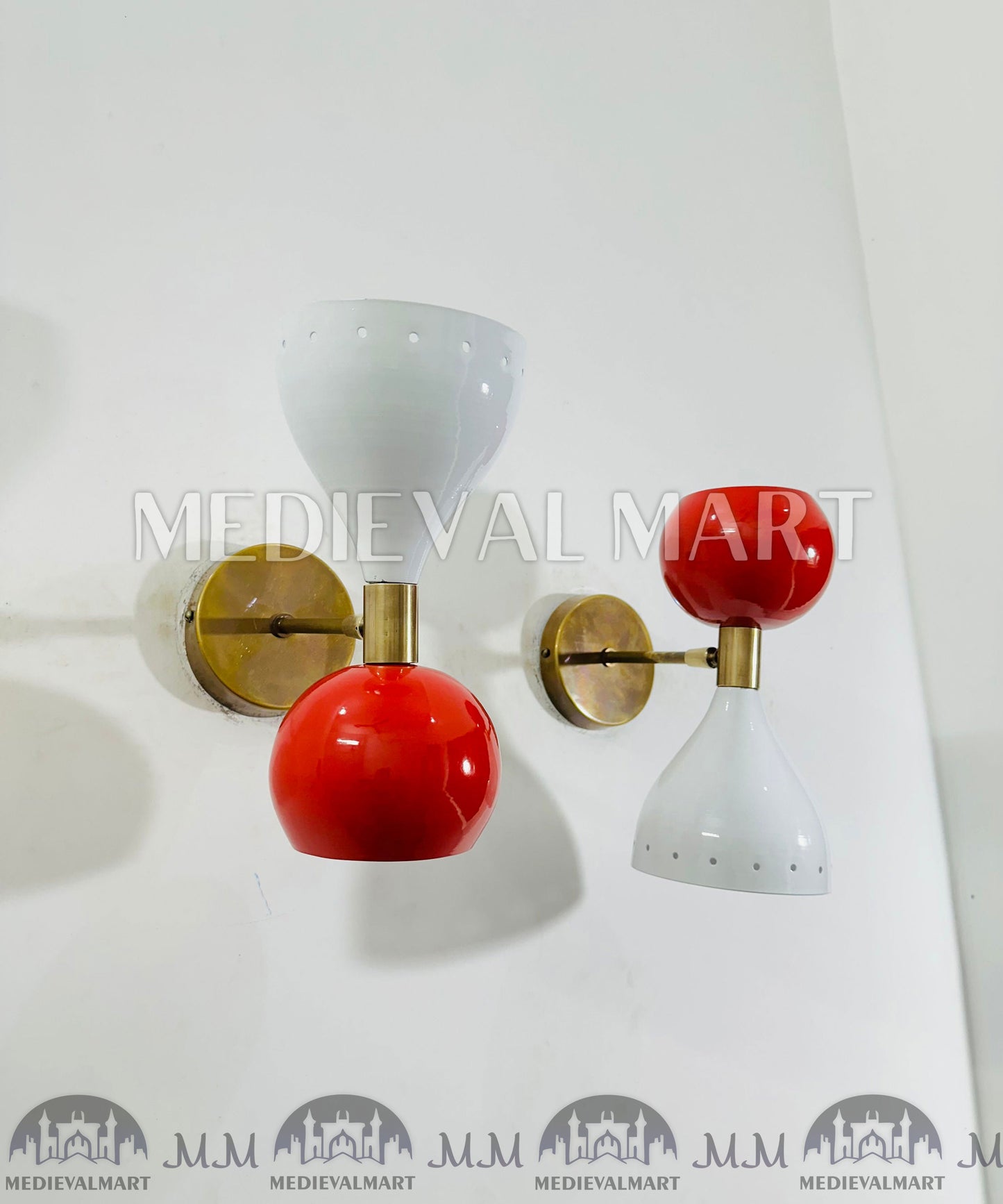 MEDIEVALMART Modern Brass Italian Diabolo Plug in Wall Sconce Light Fixture Bedside Vanity Lighting